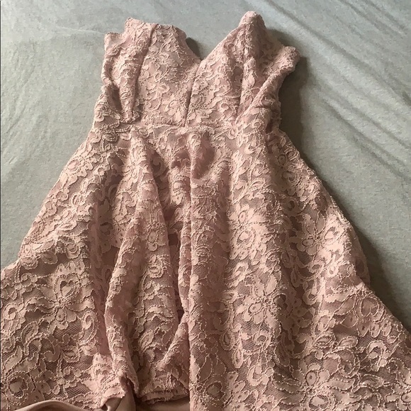 High low pink dress with pattern - Picture 4 of 5
